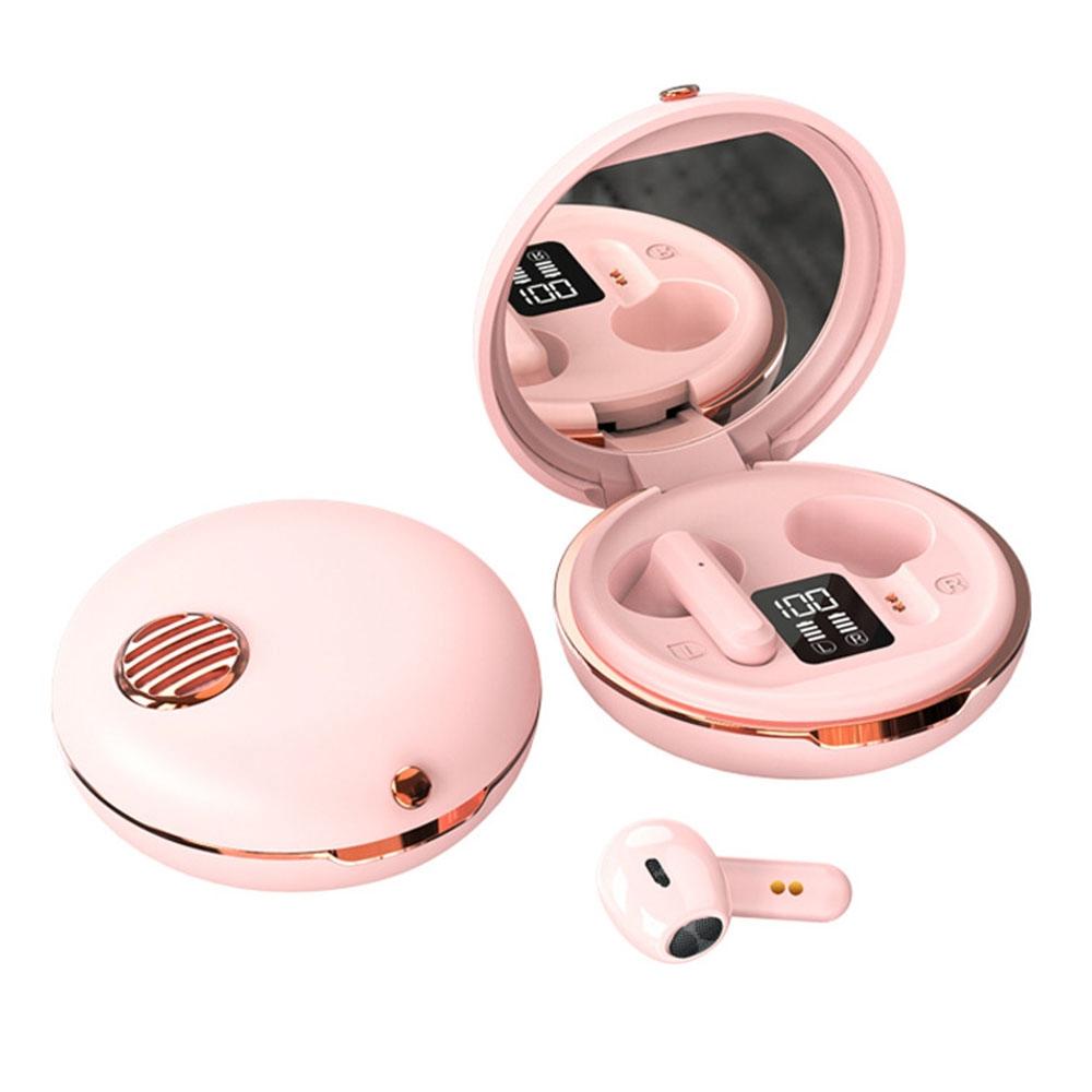 Wireless Hifi Stereo Earphones with Charging Case and Make-up Mirror - White 11
