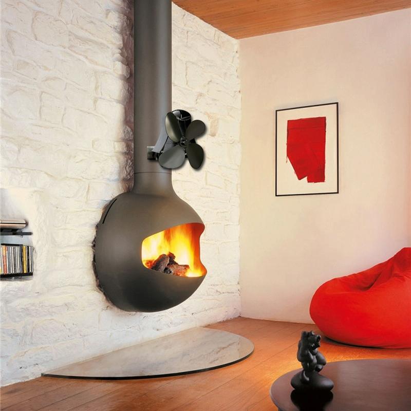 4-blade Heat Powered Fireplace Stove Fan - Aluminum - White 8