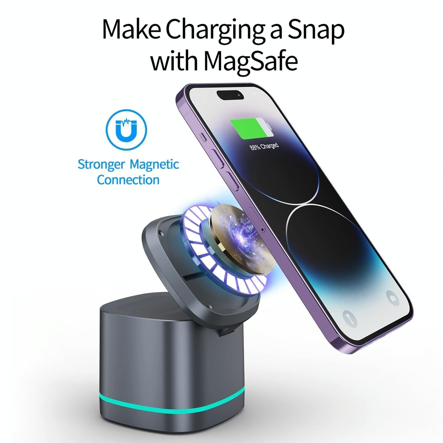 15W 3 In 1 Magnetic Wireless Charger - White 10