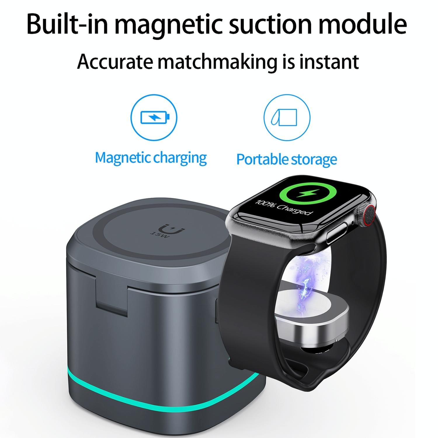 15W 3 In 1 Magnetic Wireless Charger - White 11