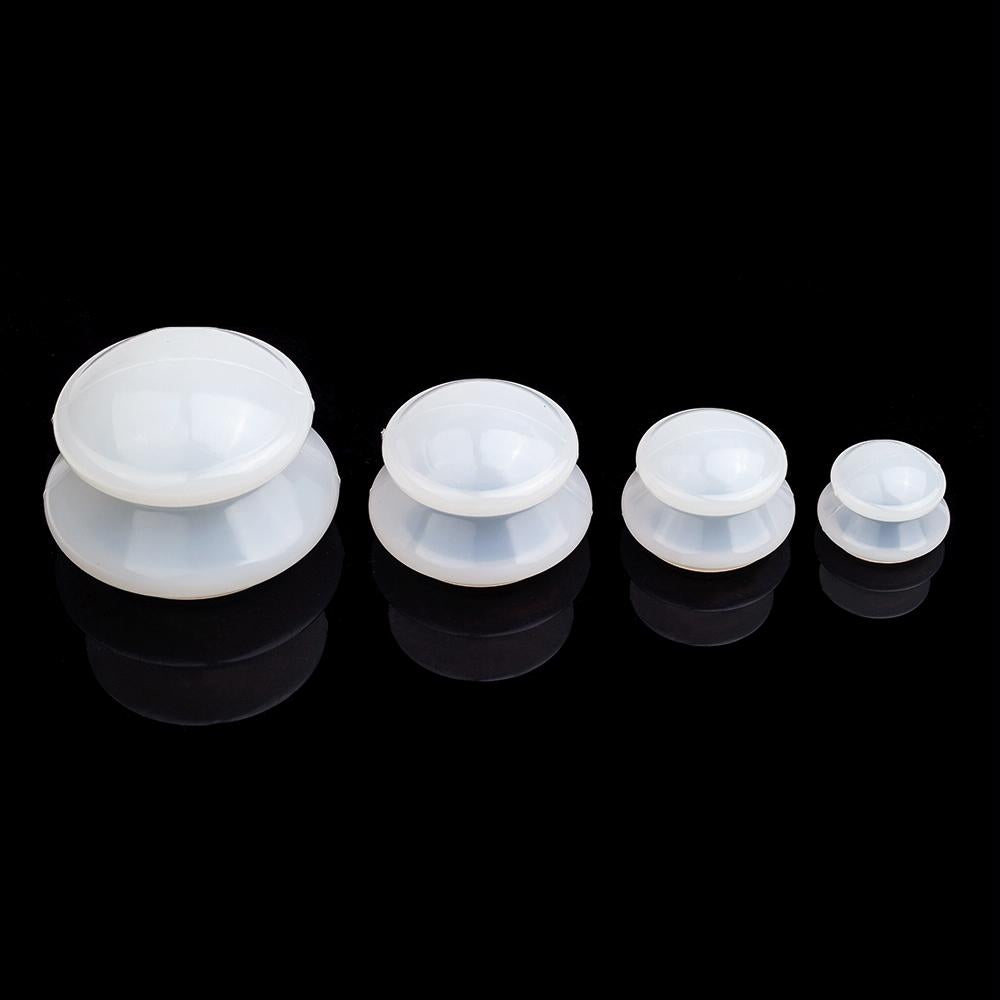 4-Piece Silicone Cupping Therapy Set For Body Massage - White 3