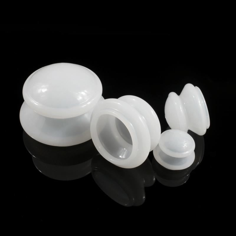 4-Piece Silicone Cupping Therapy Set For Body Massage - White 4