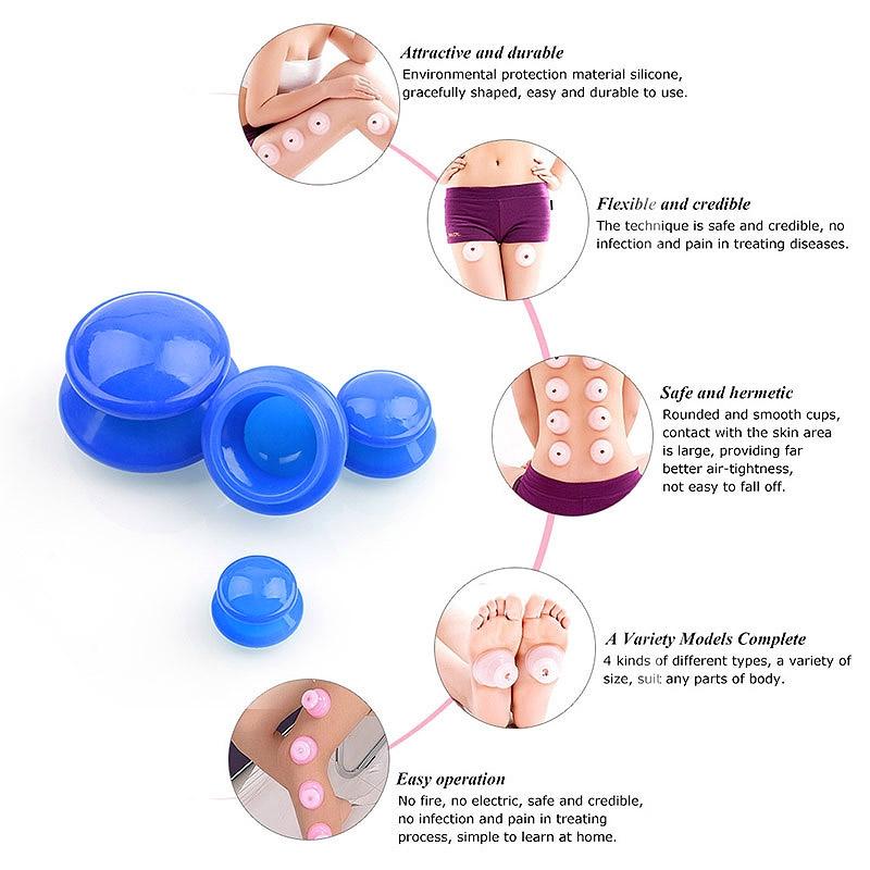 4-Piece Silicone Cupping Therapy Set For Body Massage - White 12