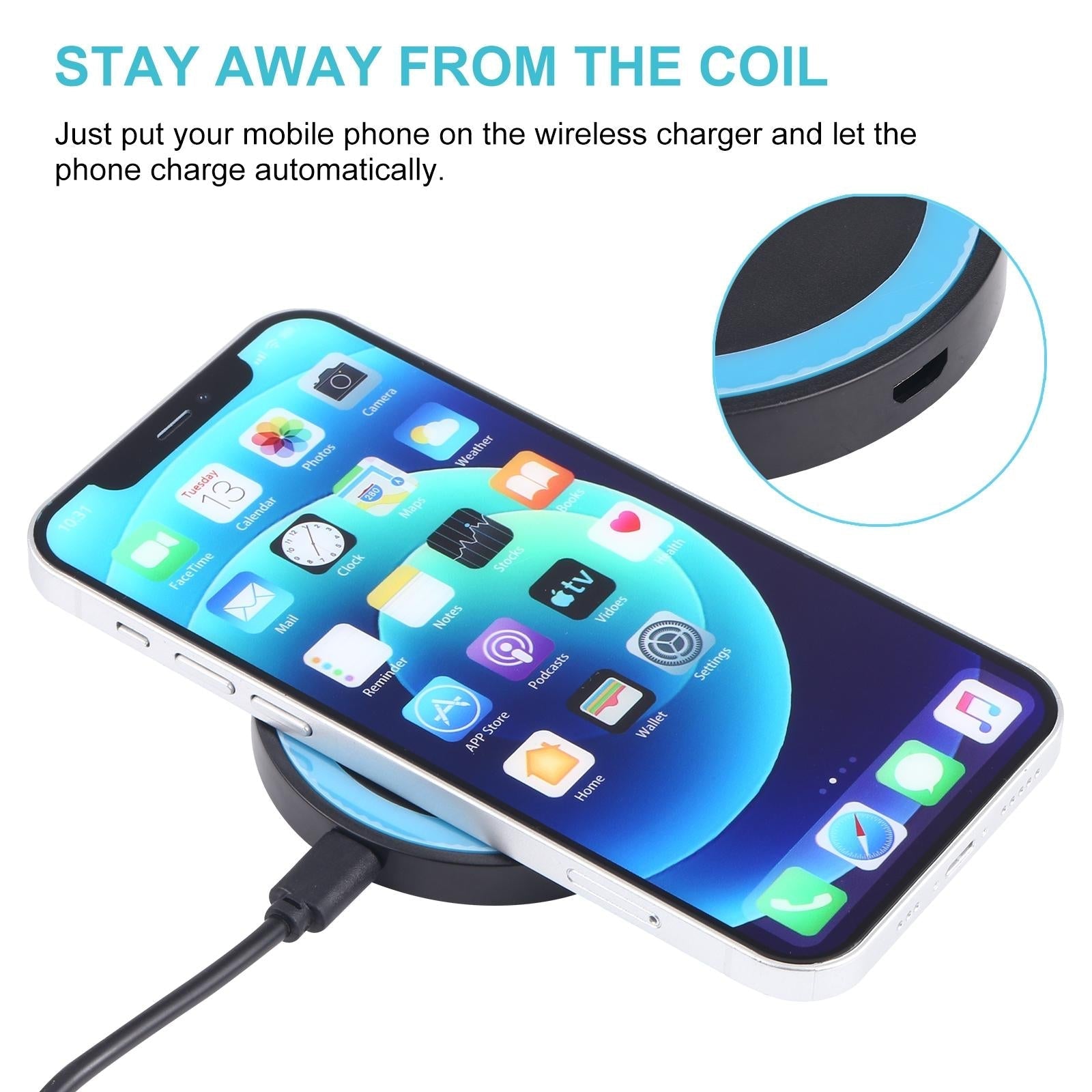 Universal 5W Round Wireless Charger - White 9
