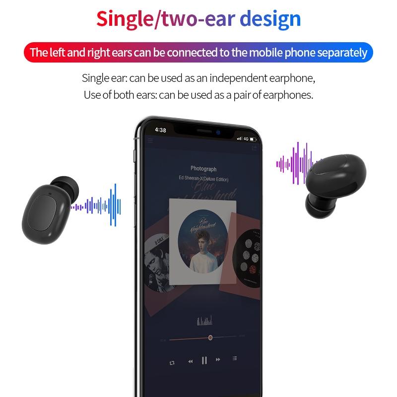 Wireless Bluetooth Earphones - Space Capsule Shape with Magnetic Charging Box & Lanyard - Black White 15