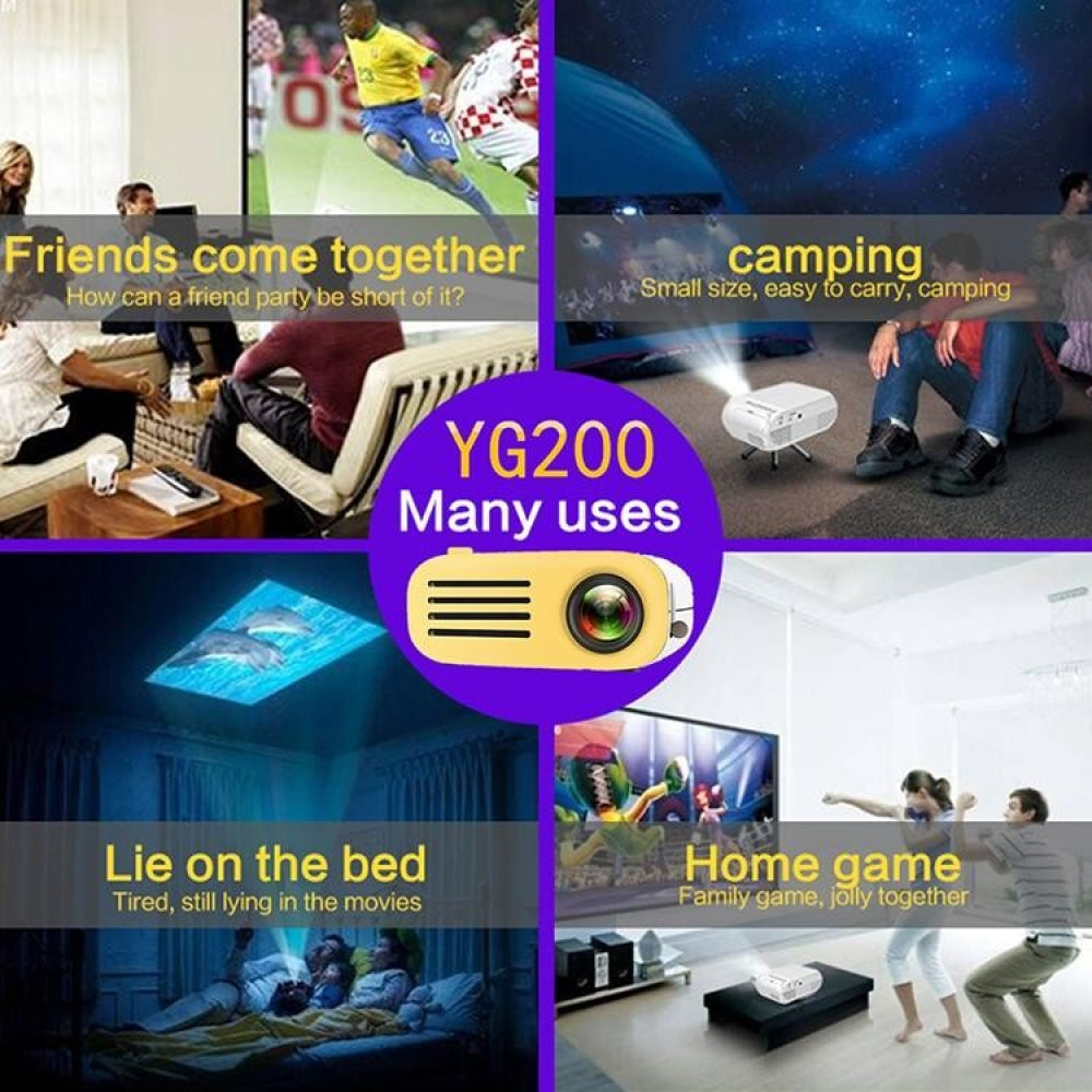 Portable Mini Led Projector For Home Theater - Av / Sd / Hdmi - Black White 10