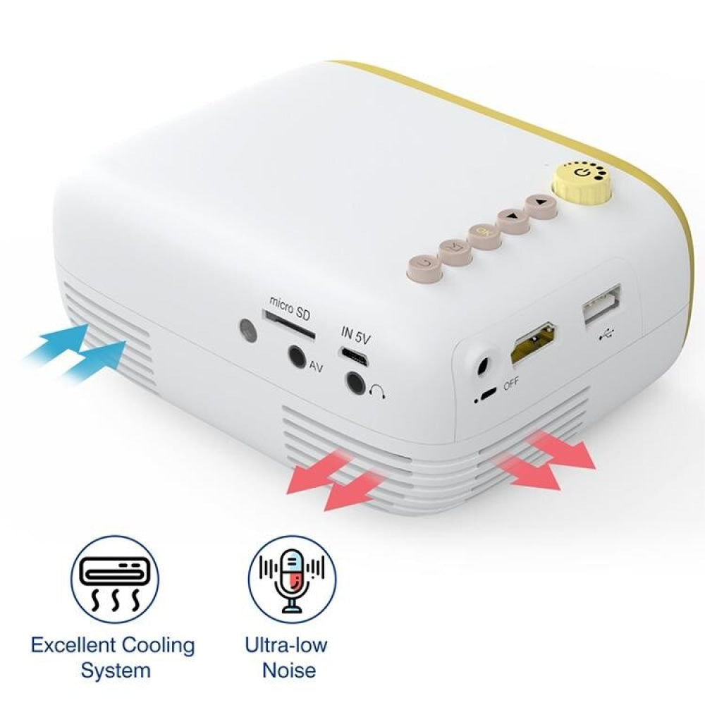 Portable Mini Led Projector For Home Theater - Av / Sd / Hdmi - Black White 12