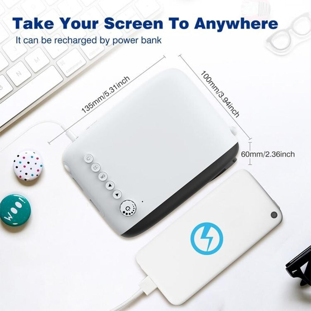 Portable Mini Led Projector For Home Theater - Av / Sd / Hdmi - Black White 13