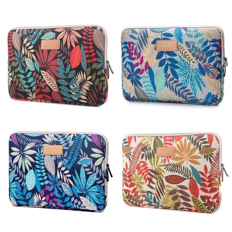 Sleeve Case Colourful Leaves Zipper Briefcase Carrying Bag - White