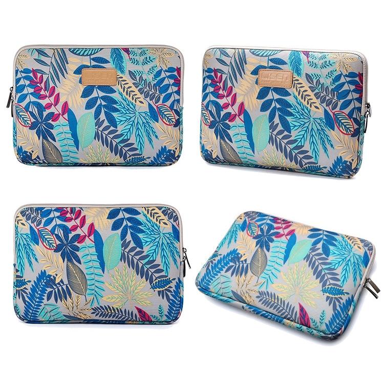 15.6 Inch Laptop Sleeve Case with Zipper for Macbook Samsung Sony Dell Alienware Chuwi Asus Hp - Colourful Leaves Design - White 4