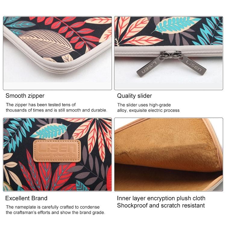 15.6 Inch Laptop Sleeve Case with Zipper for Macbook Samsung Sony Dell Alienware Chuwi Asus Hp - Colourful Leaves Design - White 5