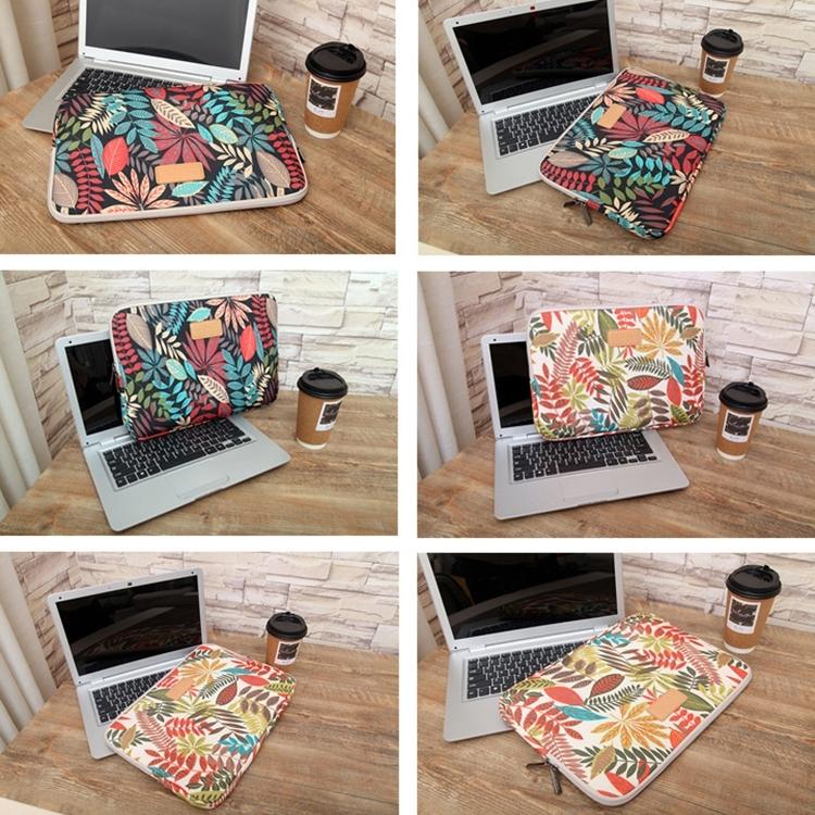 15.6 Inch Laptop Sleeve Case with Zipper for Macbook Samsung Sony Dell Alienware Chuwi Asus Hp - Colourful Leaves Design - White 7