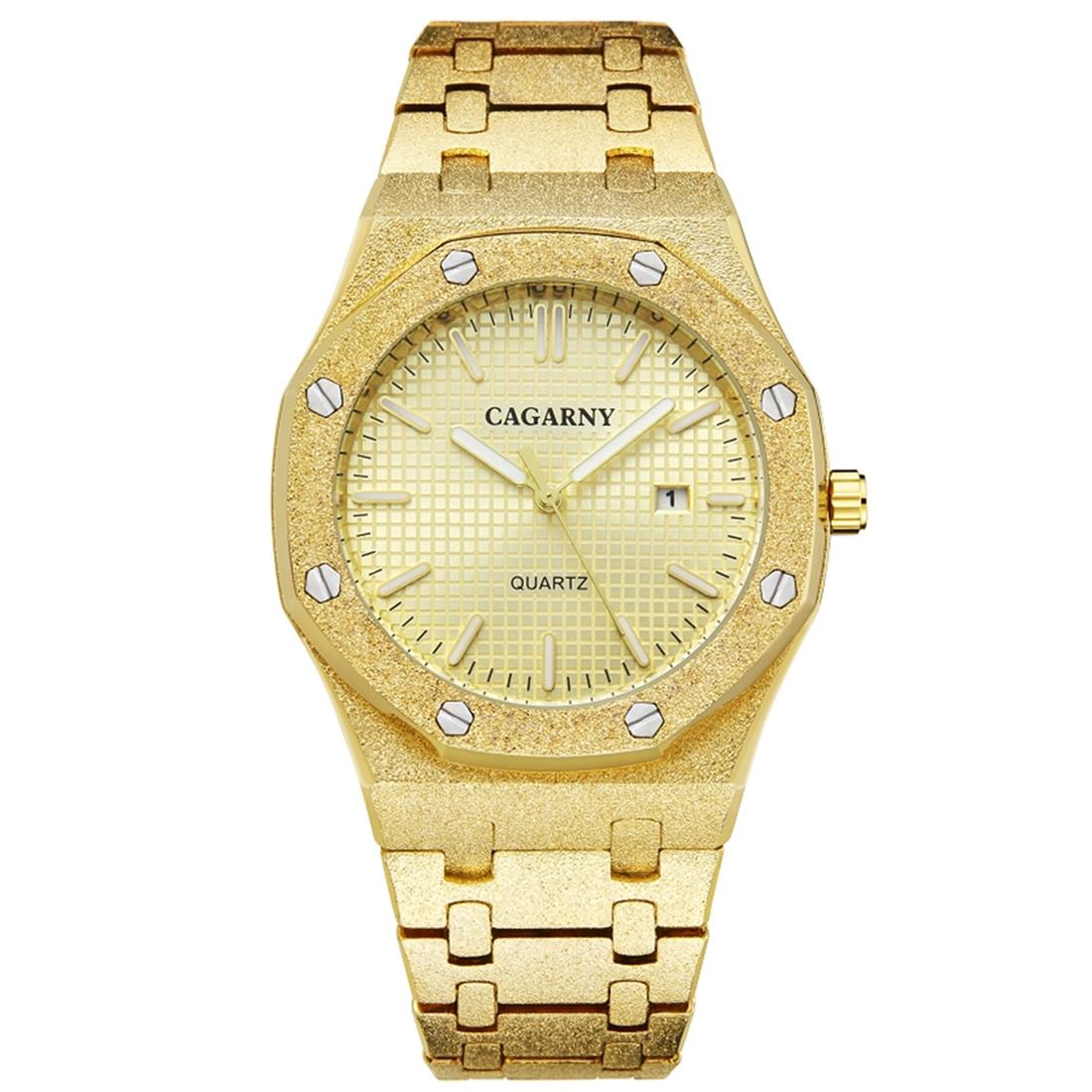Gold Shell Black Dial Men Stainless Steel Watch with Dual Movement - Wa0335Jw