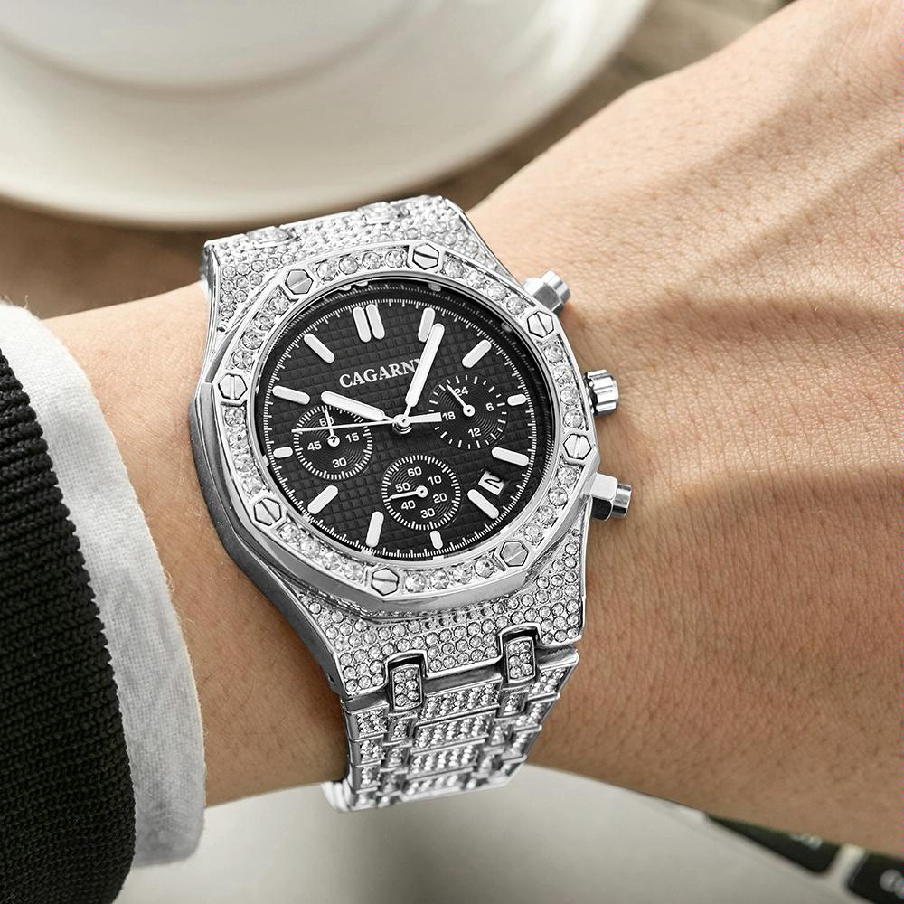 Men Stainless Steel Watch with Diamond-studded Dual Movement - Wa0334Sw 13