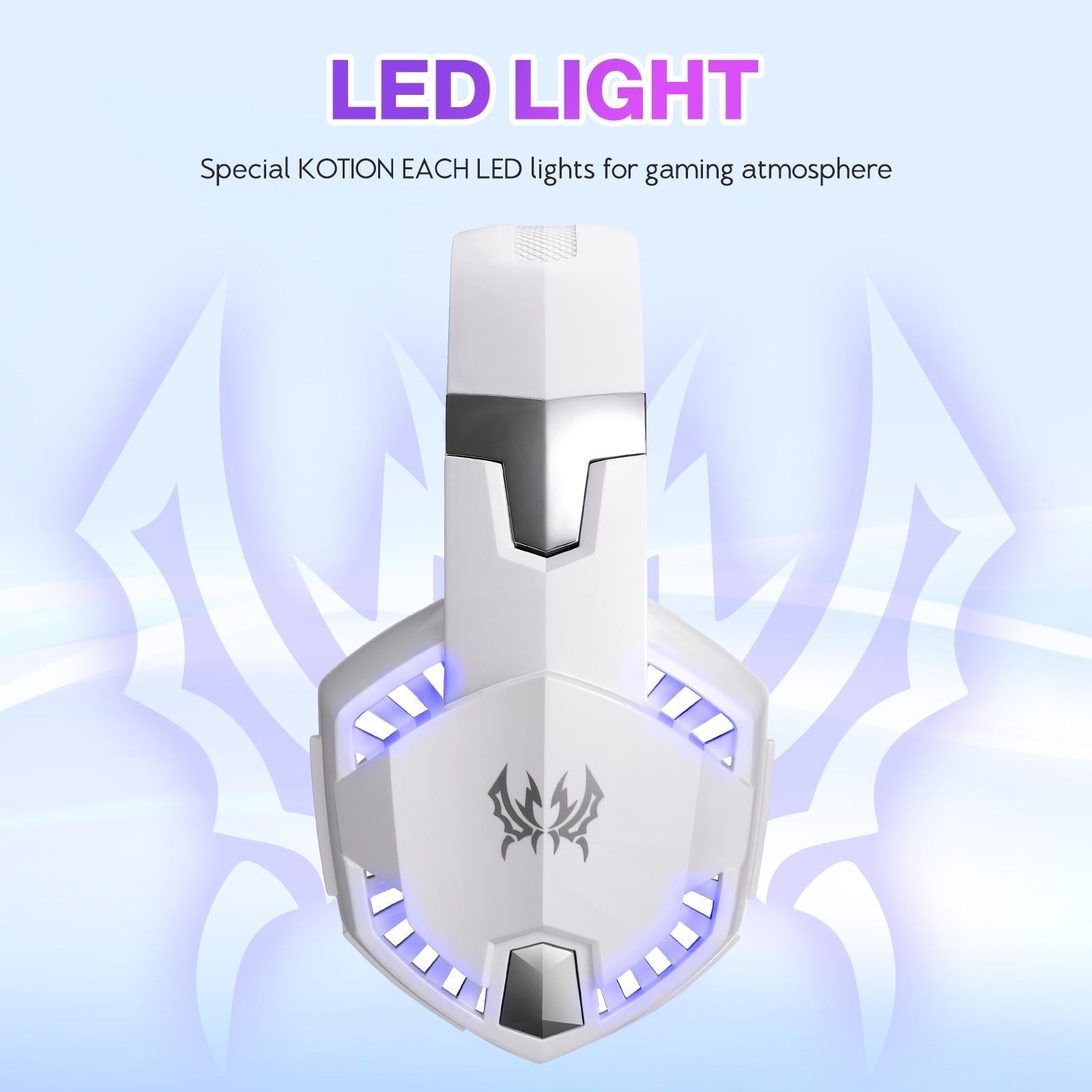 Over-Ear Gaming Headset With Mic Led Light And Stereo Bass For Pc Gamer - White 7