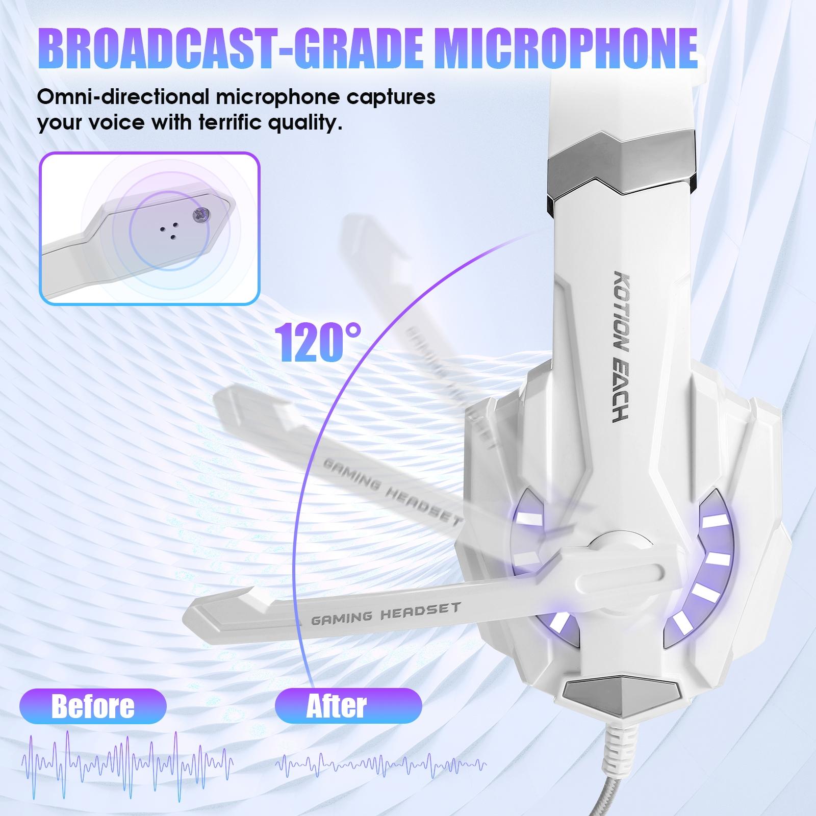 3.5Mm Gaming Headset With Mic & Led For Laptop / Phone - White 4