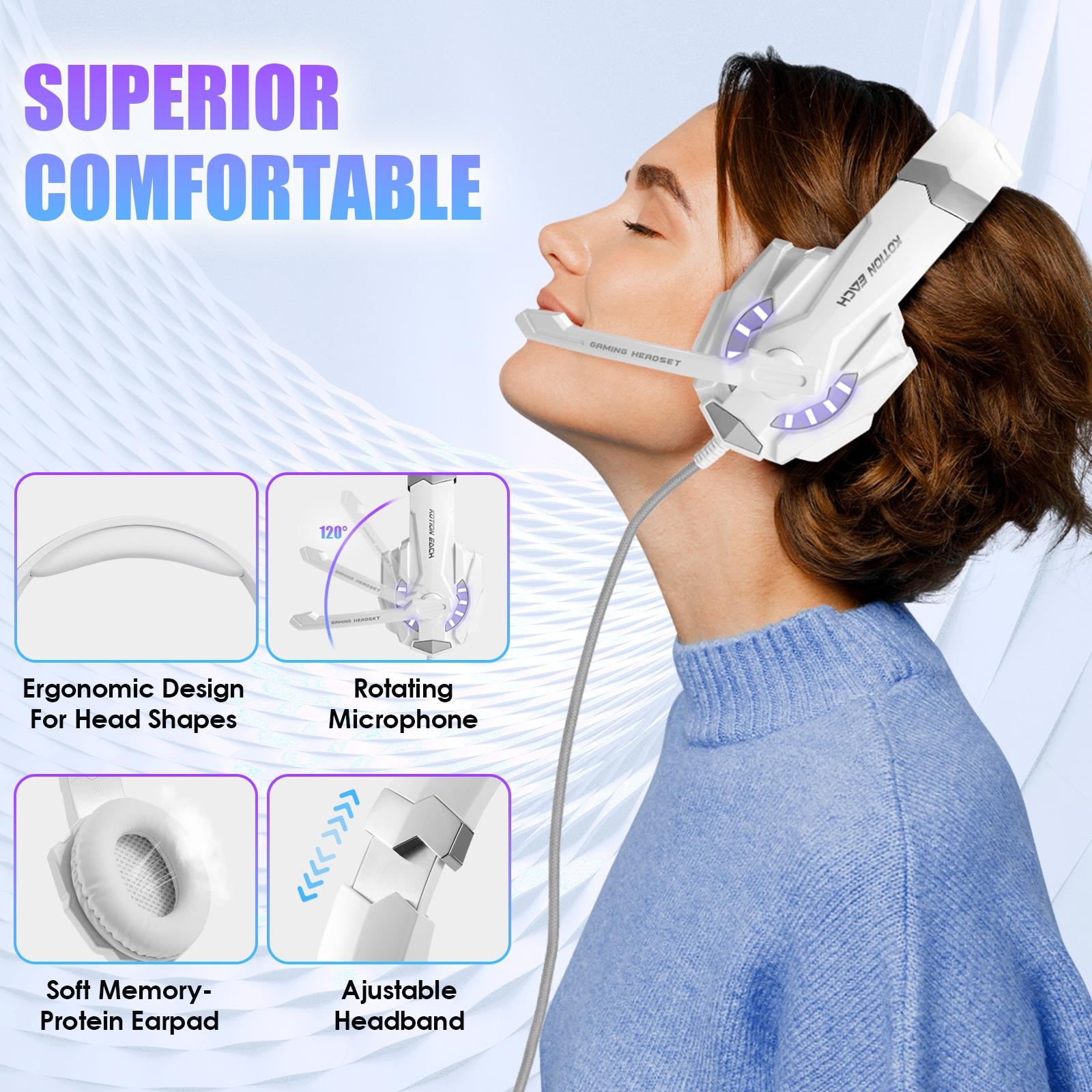 3.5Mm Gaming Headset With Mic & Led For Laptop / Phone - White 6
