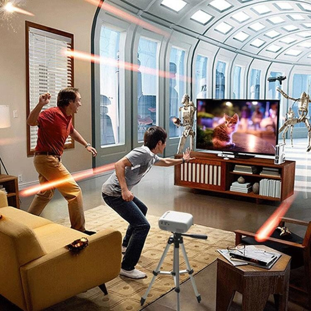 Portable Mini Led Projector For Home Theater - Av / Sd / Hdmi - Yellow White 9