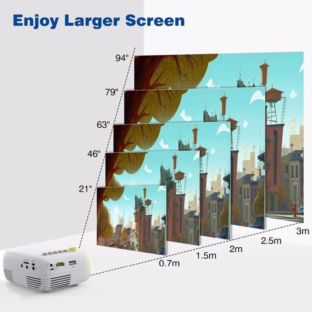 Portable Mini Led Projector For Home Theater - Av / Sd / Hdmi - Yellow White 15