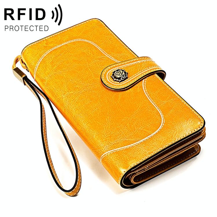 Women Rfid Wallet with Card Slots - Compact Design - Yellow