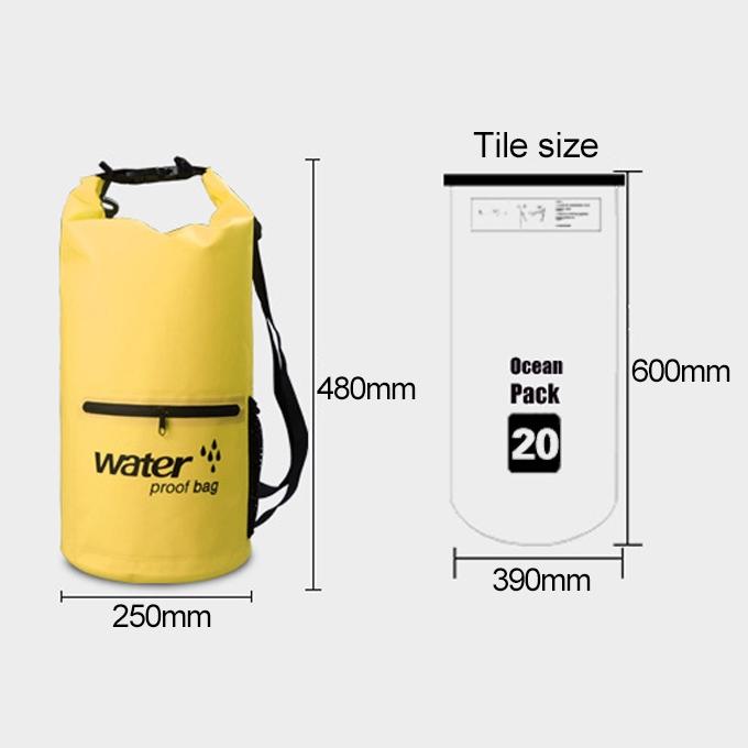 Waterproof Dual Shoulder Bag 20L Pvc Dry Sack For Outdoor Adventures - Yellow 13