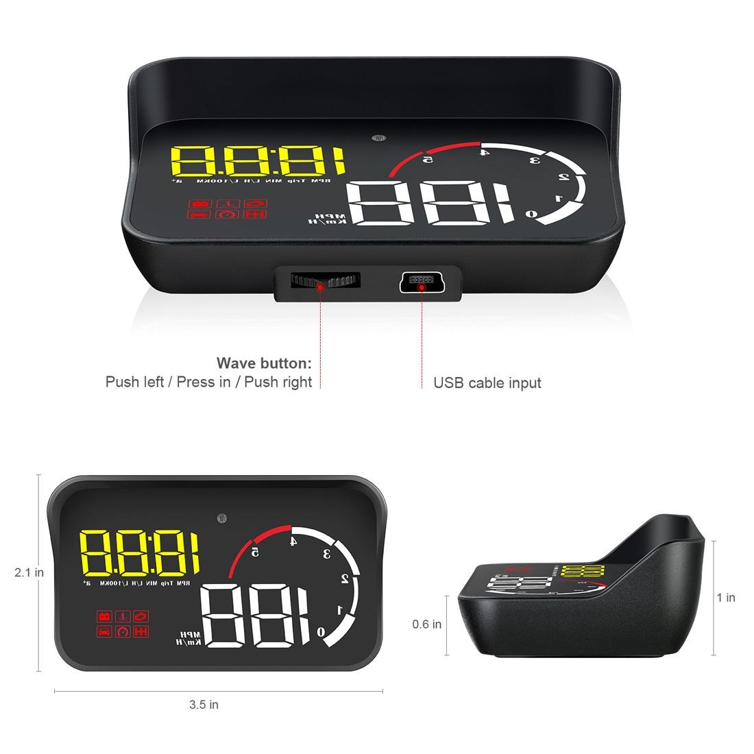 Universal Car Obd2 Hud 3.5 Inch Vehicle Head Up Display - Yellow 4