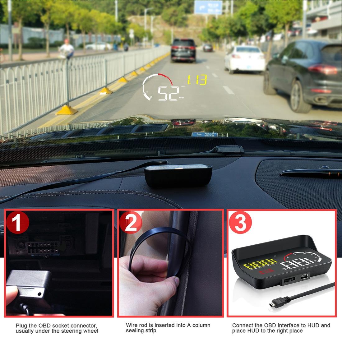 Universal Car Obd2 Hud 3.5 Inch Vehicle Head Up Display - Yellow 6