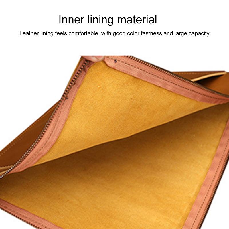 Premium Leather Business Laptop / Tablet Zipper Bag - Universal Fit - Yellow 4