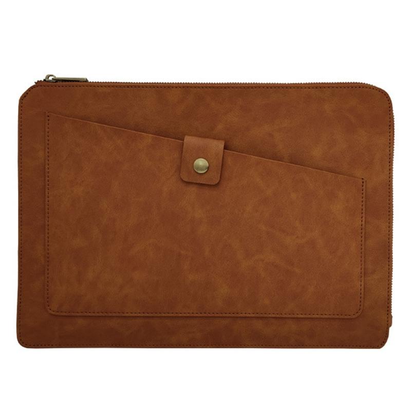 Premium Leather Business Laptop / Tablet Zipper Bag - Universal Fit - Yellow 10