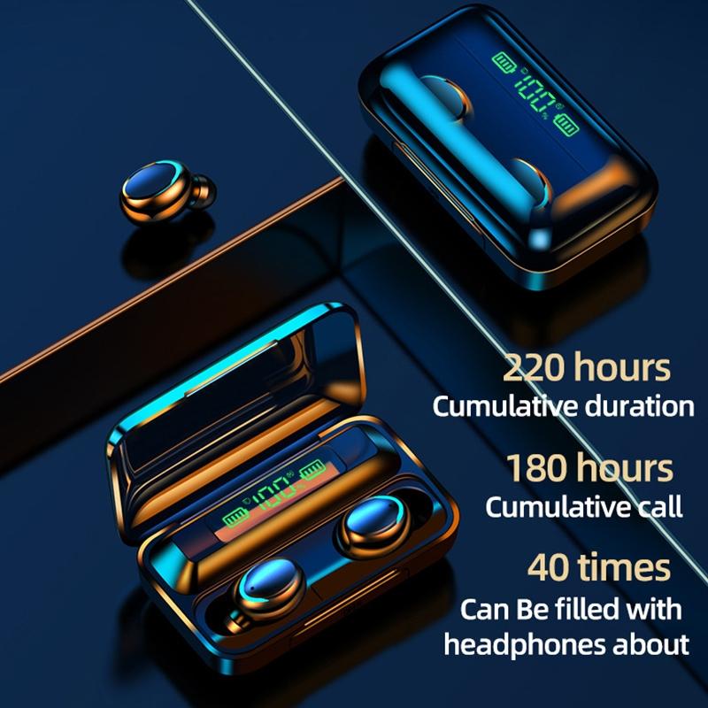 Macaron Bluetooth Earphones with Led Display and Noise Reduction - Yellow 5