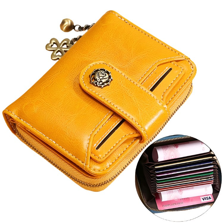 Rfid-blocking Women Wallet with Card Slots - Anti-magnetic - Yellow