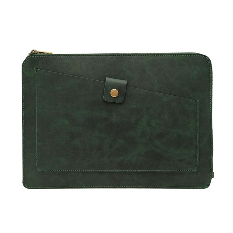 Leather Laptop Tablet Bag with Zipper for Macbook Samsung Sony Dell Alienware Chuwi Asus Hp - Yellow