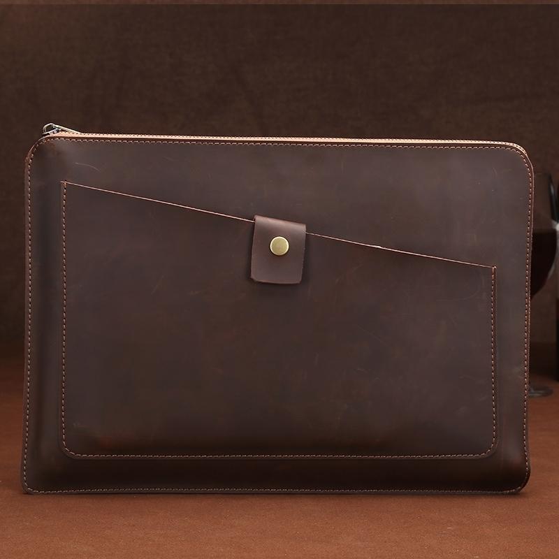 Leather Laptop Tablet Bag with Zipper for Macbook Samsung Sony Dell Alienware Chuwi Asus Hp - Yellow 13