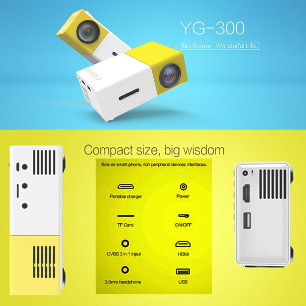 Portable Mini Home Theater Projector - 400 Lumens Hdmi / Av / Sd / Usb Remote Control - Yellow 5