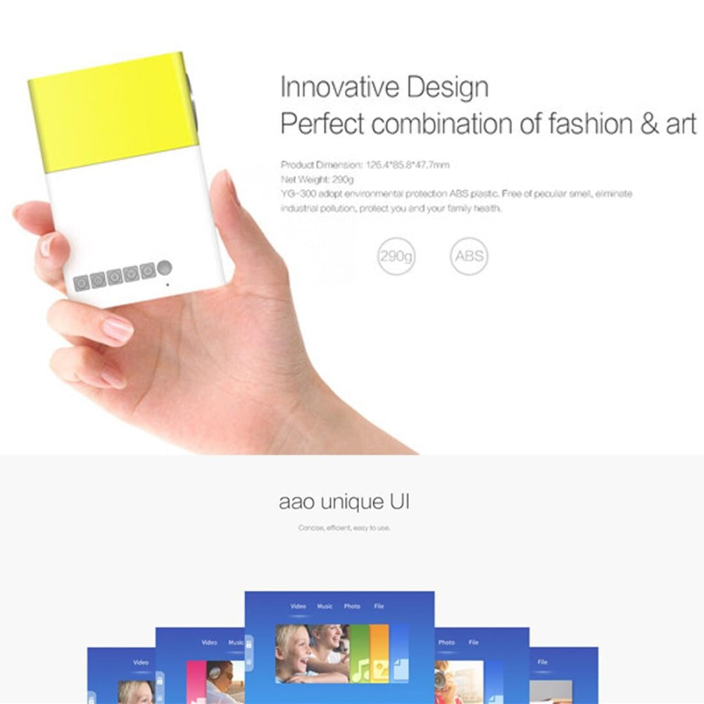 Portable Mini Home Theater Projector - 400 Lumens Hdmi / Av / Sd / Usb Remote Control - Yellow 6