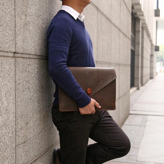 12 Genuine Leather Laptop / Tablet Bag - Universal Fit - Yellow 10