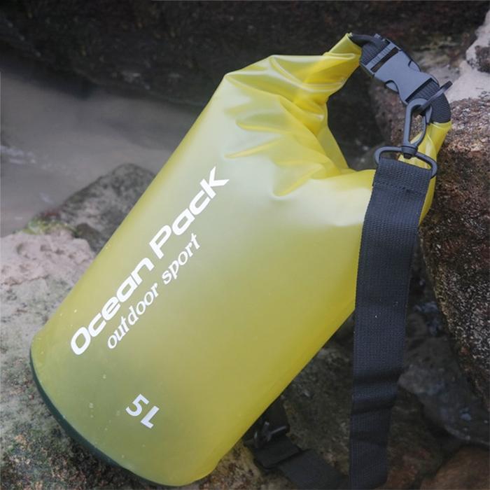 Waterproof Single Shoulder Dry Bag Outdoor Pvc Barrel Dry Sack Capacity Under 50L - Yellow 3