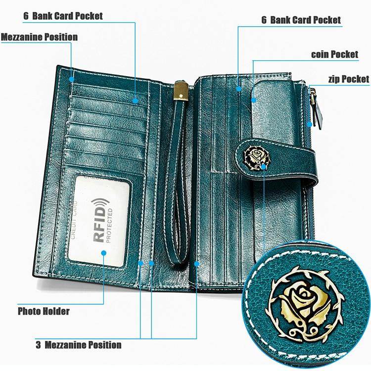 Women Vintage Rfid Oil Wax Wallet - Classic Design - Yellow 7