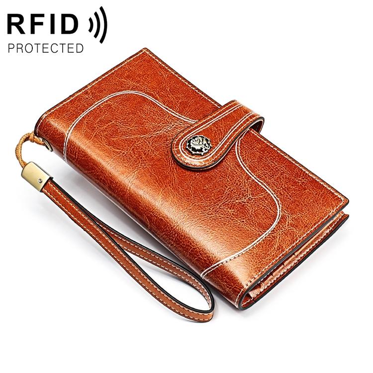 Women Vintage Rfid Oil Wax Wallet - Classic Design - Yellow 10