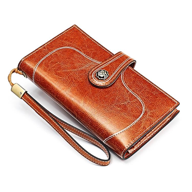 Women Vintage Rfid Oil Wax Wallet - Classic Design - Yellow 11