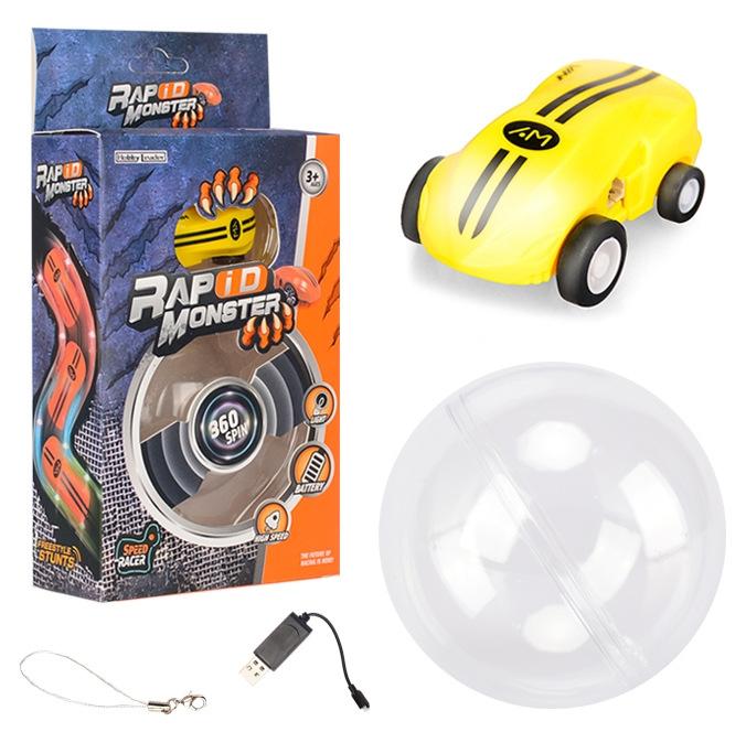 360 Degree Rotary Mini Laser Pocket Car Racing Toy - Yellow