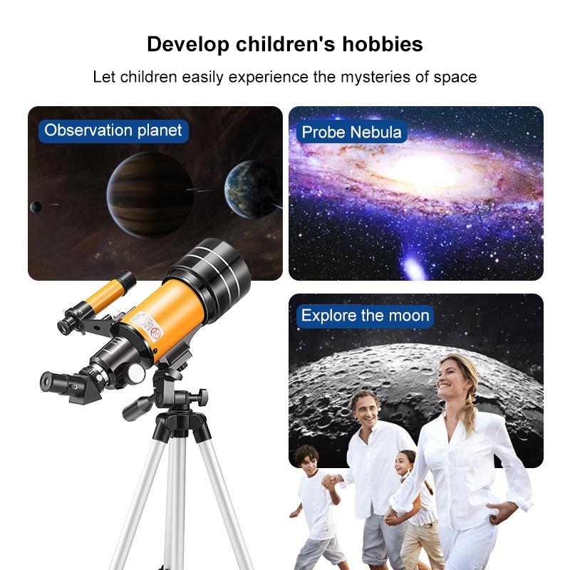 Stargazing Telescope for High-definition Astronomical Viewing - Black / Yellow 7