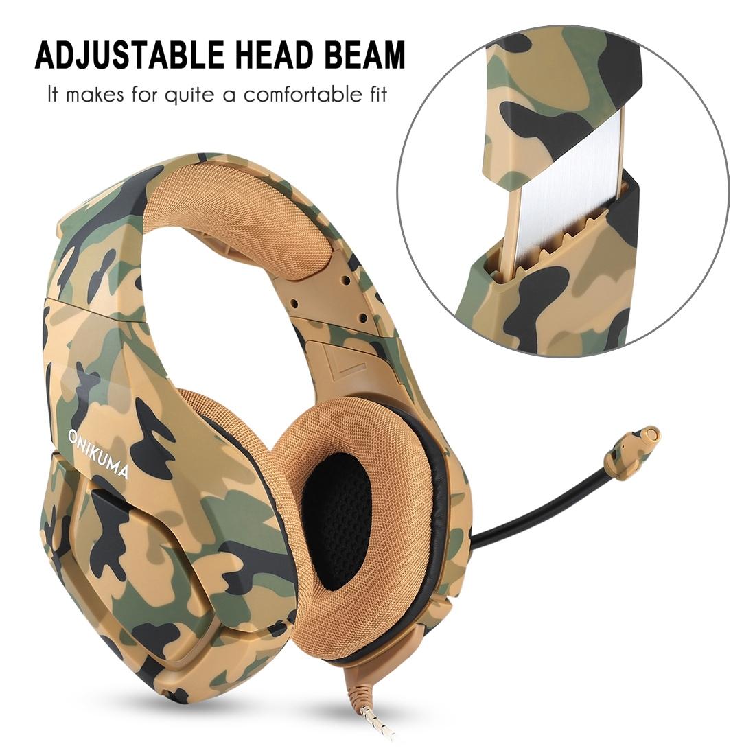 Camouflage Gaming Headset With Noise Canceling Mic - Yellow 10