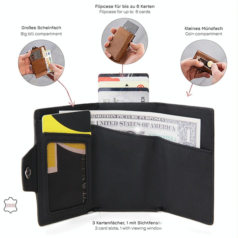 Carbon Fiber Rfid Zipper Card Holder - Sleek and Secure - Brown 3