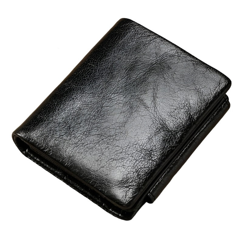 Multi-functional Oil Wax Leather Rfid Wallet - Brown 9