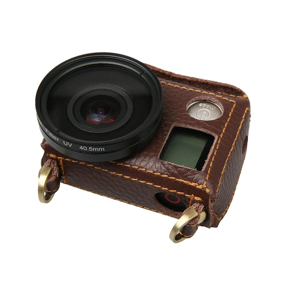 Genuine Leather Protective Case for Gopro Hero4 with Litchi Texture and Sling 8