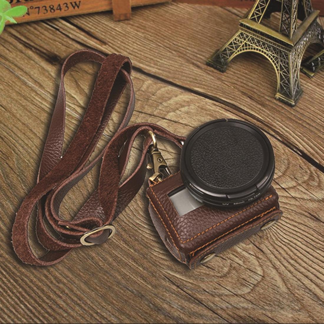 Genuine Leather Protective Case for Gopro Hero4 with Litchi Texture and Sling 12