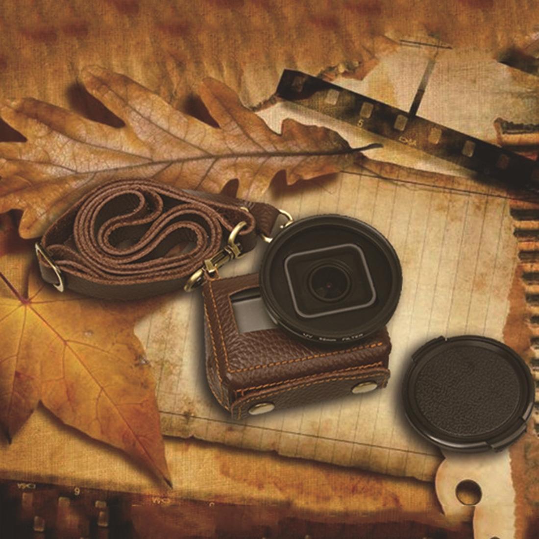 Genuine Leather Protective Case for Gopro Hero4 with Litchi Texture and Sling 13