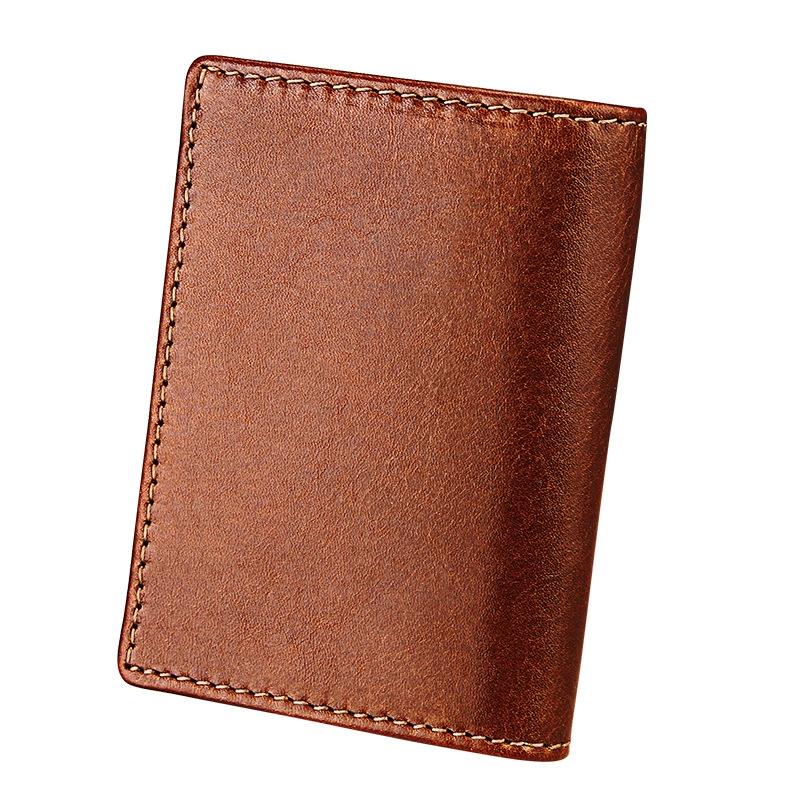 Leather Rfid Card Holder Wallet with 5 Slots and Pocket - Brown 3