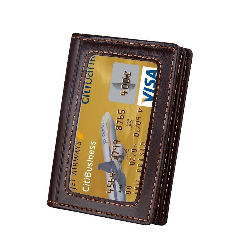 Leather Rfid Card Holder Wallet with 5 Slots and Pocket - Brown 6